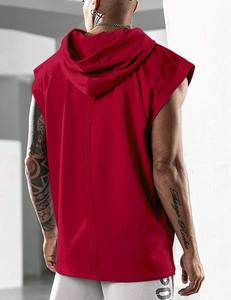 2025 OEM Custom Logo 100% Cotton <b>Hoodies</b> Fitness Sports Tank Top With Hood Gym Training Zipper <b>Sleeveless</b> <b>Hoodies</b> For <b>Men</b> - Product Image 6