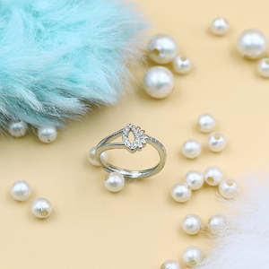 NOVAMART Fine Zarkan Elegant Floral <b>925</b> <b>Silver</b> <b>Ring</b> 18K Rose Gold Romantic Fine Jewelry Emerald Cut Stone Rhodium for Engagement - Product Image 3