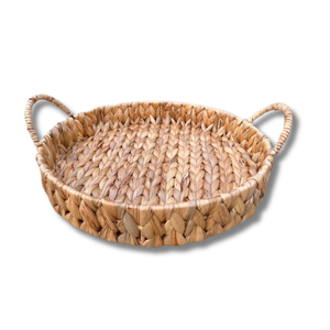 Plateau de jacinthe d'eau en rotin de bambou écologique panier de rangement naturel fabriqué à la main servant des boissons, des collations, de la décoration intérieure - Product Image 1
