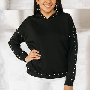 เสื้อฮู้ดผ้าฝ้าย100% สำหรับผู้หญิงมีลายปักพลอยเทียมเสื้อผ้าแนวสตรีทโลโก้ด้านหน้าสำหรับฤดูหนาว/ฤดูใบไม้ร่วง - Product Image 4