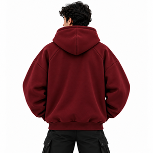<b>Men's</b> <b>Burgundy</b> Oversized Zip Up <b>Hoodie</b> Custom Zebra Print Satin Hood Lining Streetwear Zipper Jacket for <b>Men</b> - Product Image 2
