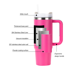 Tumbler Personalizzato da 40oz in Acciaio Inox con Manico Isolato, Tazza Termica Rosa in Metallo con Coperchio e Cannuccia, Regalo di San Valentino - Product Image 2