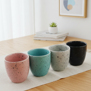 แก้วชาพอร์ซเลนคุณภาพพรีเมียม 3461009-0.15 ดีไซน์นอร์ดิก ทนทาน 150 มล. สีดำพ่นลายจุดขาว - Product Image 6