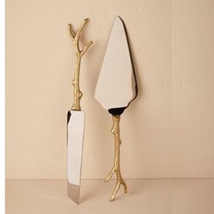 Juego de utensilios dorados para pastel, Set con mango Delgado, Punta llamativa, listo para enviar, reusables, chapado en oro, boda, tacón alto, pastel, servidor - Product Image 4