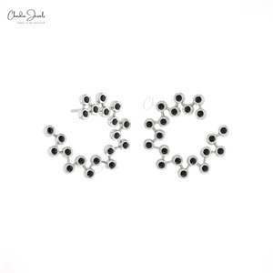 Diseño de joyería única Diamante negro Push Back Studs 14K Oro sólido Corte redondo 0,3 CTW Pendientes de constelación de diamantes al por mayor - Product Image 4