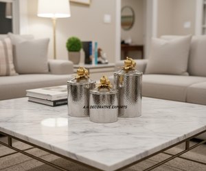 Customizable Hammered Stainless Steel <b>Canister</b> with Buckle Lid Silver Gold Top Eco-Friendly Handcrafted for Kitchen Food Storage - Product Image 4
