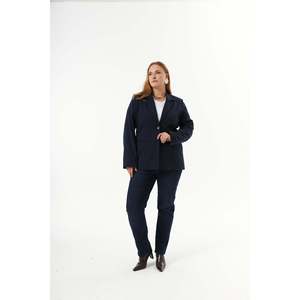 Veste à poches filetées grande taille bleu marine - Product Image 5