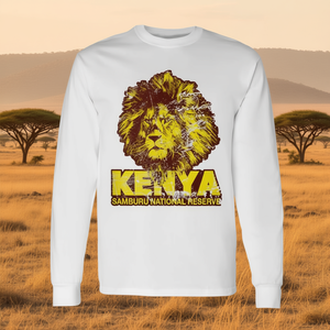 Camiseta de Manga Larga con Diseño Retro de África, Kenia, Samburu, León Africano, Camisetas Promocionales - Product Image 3