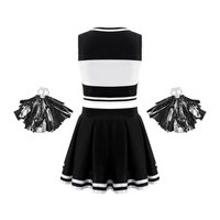 Uniformes de cheerleading imprimés pour filles noires et blanches |   Service OEM personnalisé de haute qualité pour la vente en gros en gros de marques sur mesure, pour équipes et écoles