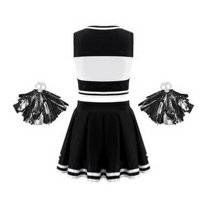 Vêtements de cheerleading imprimés pour filles, noir et blanc, vente en gros |   Uniformes de cheerleading imprimés par transfert thermique pour les équipes scolaires, jeunes - Product Image 2