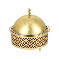 LOT DE 2 marmites en acier inoxydable avec support en bois Casserole faite à la main de qualité supérieure Décoration Ramadan Chauffe-plats en métal