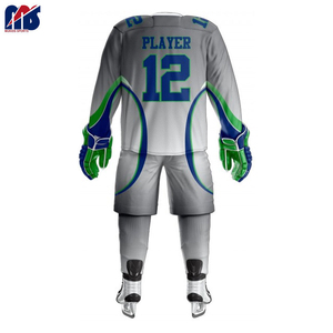 Conjuntos de uniformes de hockey sobre hielo de poliéster de diseño personalizado de calidad superior Servicio OEM Nombre del equipo Impresión por sublimación Ropa de equipo - Product Image 4