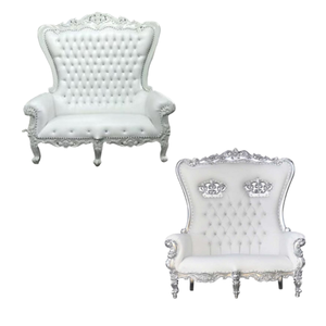 Meubles élégants de haute qualité, couleur or et argent, dossier haut de gamme pour marié, chaise en bois massif pour trône d'hôtel, vente en gros d'Indonésie - Product Image 3