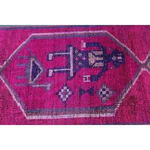 Tapis turc vintage 2,8x9,1 pieds, tapis persan Herki rose - Product Image 5