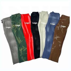 Logo personnalisé hommes Sun Faded Baggy Pantalon de survêtement jambe droite Pantalon de survêtement évasé lavé Taille élastique Plat Anti-Pilling French Terry - Product Image 1