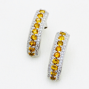 Boucles d'oreilles élégantes en argent sterling avec citrine et zircon, parfaites pour un usage quotidien et les occasions spéciales - Product Image 1