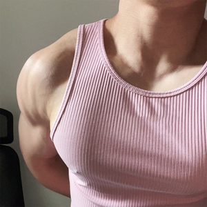 Débardeur de sport en coton pour homme, débardeur de musculation côtelé, débardeur de fitness extensible - Product Image 2