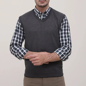 Cardigan d'hiver sans manches pour homme personnalisé, en acrylique respirant, épais, tricoté - Product Image 2