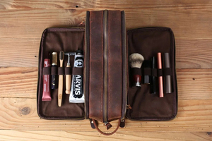 Kit de Afeitado para Hombre de Cuero Genuino, Estilo Vintage, Impermeable, Gran Capacidad, para Viaje, Organizador de Viaje, con Logotipo Personalizado - Product Image 4