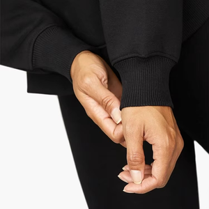 Top de yoga con capucha de algodón para mujer, sudadera recortada de invierno con dobladillo con cordón y hombro caído, chaqueta deportiva de entrenamiento activo - Product Image 6