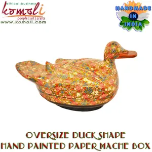 Boîte de canard en papier mâché faite à la main Sculpture animale peinte à la main pour le stockage et la décoration, conception personnalisée, vente en gros de l'Inde - Product Image 4