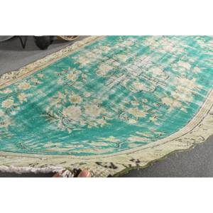 Tapis Turc Vintage 5.5 X 9.1ft Vert Beige Tissage Plat Laine avec Motif Patchwork pour Décorations de Salon ou Couloir Utilisation - Product Image 5