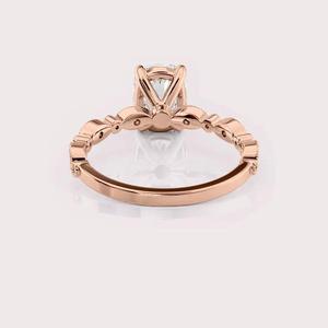 Anillo de Compromiso con Diamante Cultivado en Laboratorio con Certificación IGI, Corte Cojín, Oro Blanco/Rosa y Amarillo de 9K, Anillo de Novia Vintage - Product Image 4