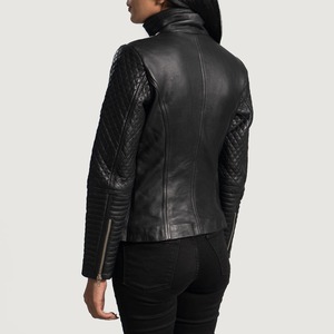Veste universitaire en cuir de mouton véritable de haute qualité pour femmes élégantes coupe ajustée matelassée broderie en gros manteau respirant - Product Image 6
