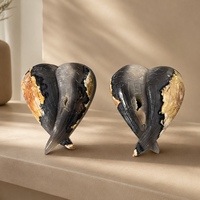 Ornement en Agate Volcanique Ailes Croisées, Pièce Décorative en Cristal Poli à la Main pour Bureau, Étagère et Présentation Spirituelle