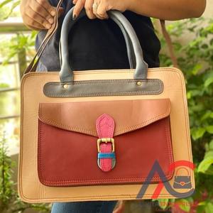 Bolso de hombro de Piel reciclada para mujer, bandolera de cuero multicolor - Product Image 1