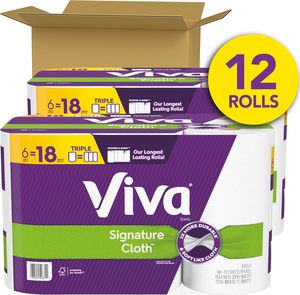 Serviettes en papier en tissu Viva Signature 2 plis absorbants et doux lavables jetables 12 rouleaux triples 141 feuilles par rouleau - Product Image 3