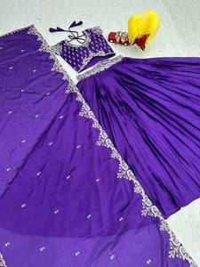 El último diseñador Pure Chinon Thread Sequence Work Lehenga Choli por FabZone - Product Image 4