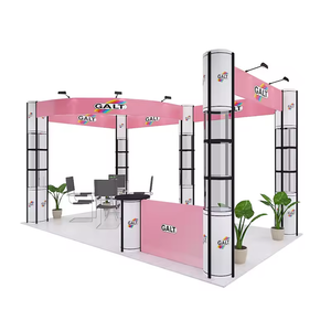 Vitrine portable en aluminium et acrylique avec armoire de rangement lumineuse et tour Twister pour salons professionnels Présentoir pliable - Product Image 1