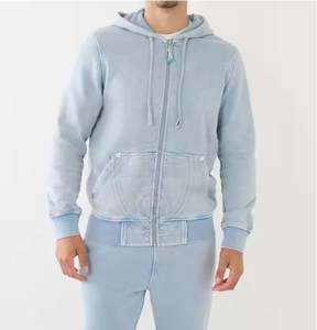 Survêtement à capuche uni pour homme de qualité supérieure en gros, lavage à l'acide, avec logo personnalisé, taille plus, 100% coton - Product Image 4