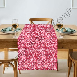 100% pur coton traditionnel main bloc impression broderie bord chemin de Table nouvelle conception florale bas prix en gros - Product Image 4