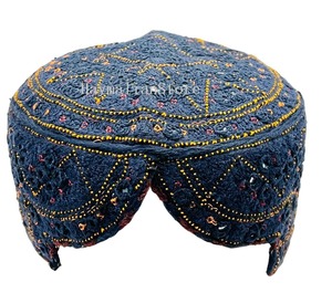 Traditional Formal Mens Afghani Tribal <b>Cap</b> Handmade Ethnic Pashtun Cultural Vintage Islamic Lace Headwear - Product Image 4