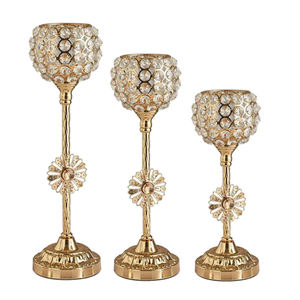 Best Quality Gold Votive Holder Large <b>Crystal</b> Beaded Candle <b>Stand</b> Perfect For Resorts Hotels Home Decoration Elegant Display - Product Image 1