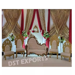 Juego de Sofás de Boda Indios de Lujo con Doble Corazón, Madera Tratada Moderna Profesional, Tamaño y Color Personalizables para Recepción de Bodas - Product Image 3