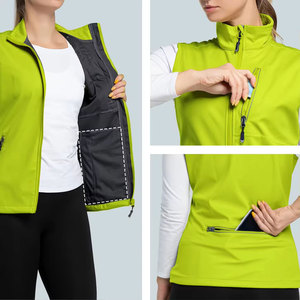 Gilet softshell pour femme, 100% polyester, vêtement d'extérieur, fermeture éclair sur le devant, vêtement d'hiver sans manches, service OEM, impression personnalisée, gilet softshell - Product Image 3