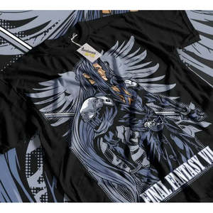 100% Cotton Sephiroth Final Fantasy 7 T-Shirt Jersey Fabric with Sublimation Transfer Print <b>Animated</b> Pattern Design DTG Technics - Product Image 1
