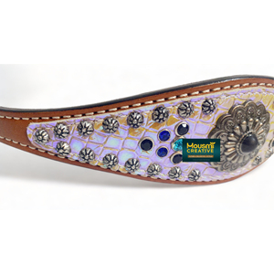 Correa de Silla de Montar Western de Cuero Vacuno Argentino Decorada con Piel de Cocodrilo Holográfica, Accesorios Personalizados, Talla y Material a Medida - Product Image 6
