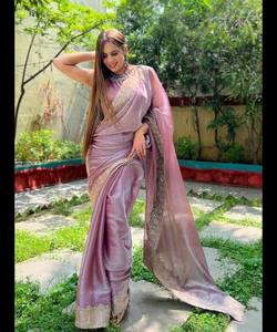 Kadınlar için <span class=keywords><strong>Readymade</strong></span> bluz ile şifon organze Saree parti özel durum zarif giymek hint giyim - Product Image 1
