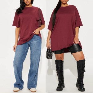 T-shirt décontracté en maille à manches courtes pour femme, nouvelle collection été 2026, grande taille, coupe ample, 100 % coton, vente en gros, ODM - Product Image 6