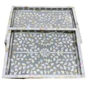 Bandeja de incrustaciones de perlas y huesos hecha a mano con brillo opulento, bandeja de lujo personalizada para el hogar, la cocina y ocasiones especiales - Product Image 6