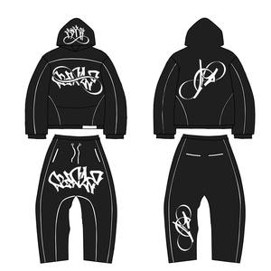 Survêtement à impression surdimensionnée avec strass, tissu chaud et haute densité pour le streetwear, unisexe - Product Image 1