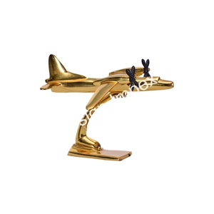 Modelo de Avión con Hélices y Base, Acabado en Oro PVD, Aluminio Fundido, Modelo de Avión a Escala Personalizado de Lujo, Decoración para el Hogar, Interior - Product Image 6