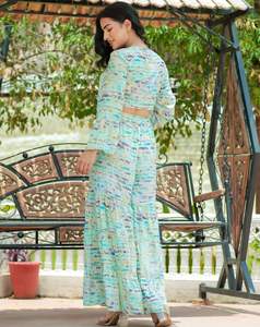 Robe décontractée en satin imprimé pour femmes respirant lavable non tissé tissage Style doux avec décoration en dentelle - Product Image 6