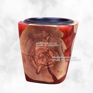 Round Handmade Wooden Mubkhar Bakhoor Burner Ramadan Special Islamic <b>Incense</b> <b>Holder</b> for Religious Use - Product Image 3