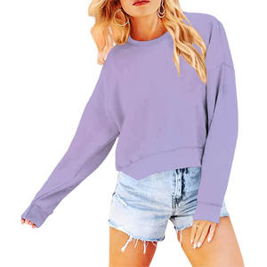 Poids lourd conception personnalisée demi manches goutte-épaule 100% coton col rond T-shirts à capuche femmes confortable sweat femme - Product Image 1