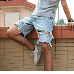 Short en jean mince d'été pour hommes short en jean droit décontracté pour hommes longueur genou - Product Image 4